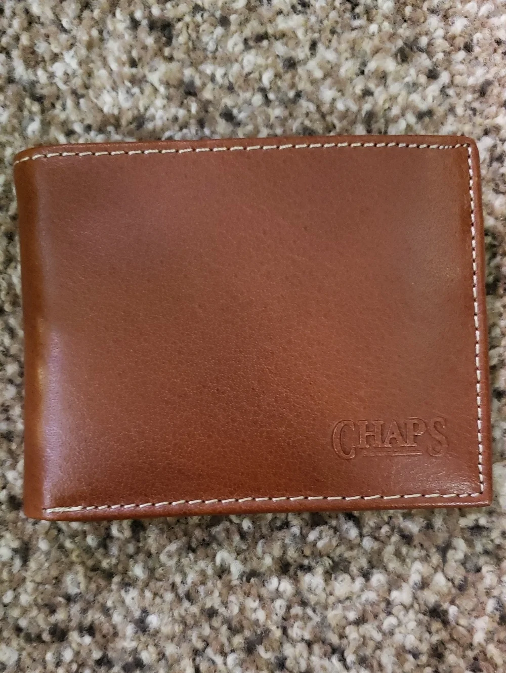 Chaps Tan Brown Leather Card & Key Wallet with Contrast Stitching